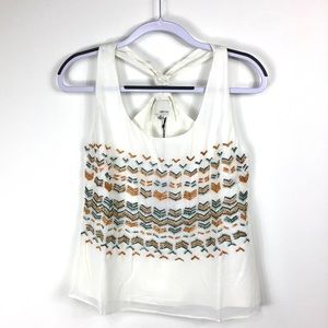 Greylin beaded embroidered tie back tank top
